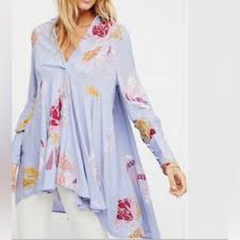 Free People Field of Butterflies Tunic Top Hippie Floral